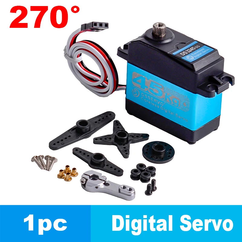 45kg.cm Coreless Digital Servo Metal Motor 7.4V 180°/270° Waterproof IP66 with 25T Servo Arm for RC Robot 1:8 1:10 Baja Car