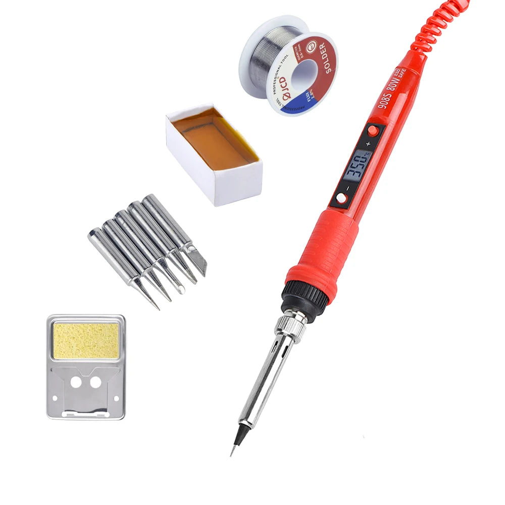JCD Electric Soldering Iron Kit 80W LCD Digital Display Adjustable Temperature 220V/110V Solder Iron Welding Repair Tools 908S