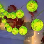 Luminous Xmas Bauble Fairy String Lights, Multipattern Printed Christmas Ball LED Garland, Whimsical Neon Tone Festive Lighting