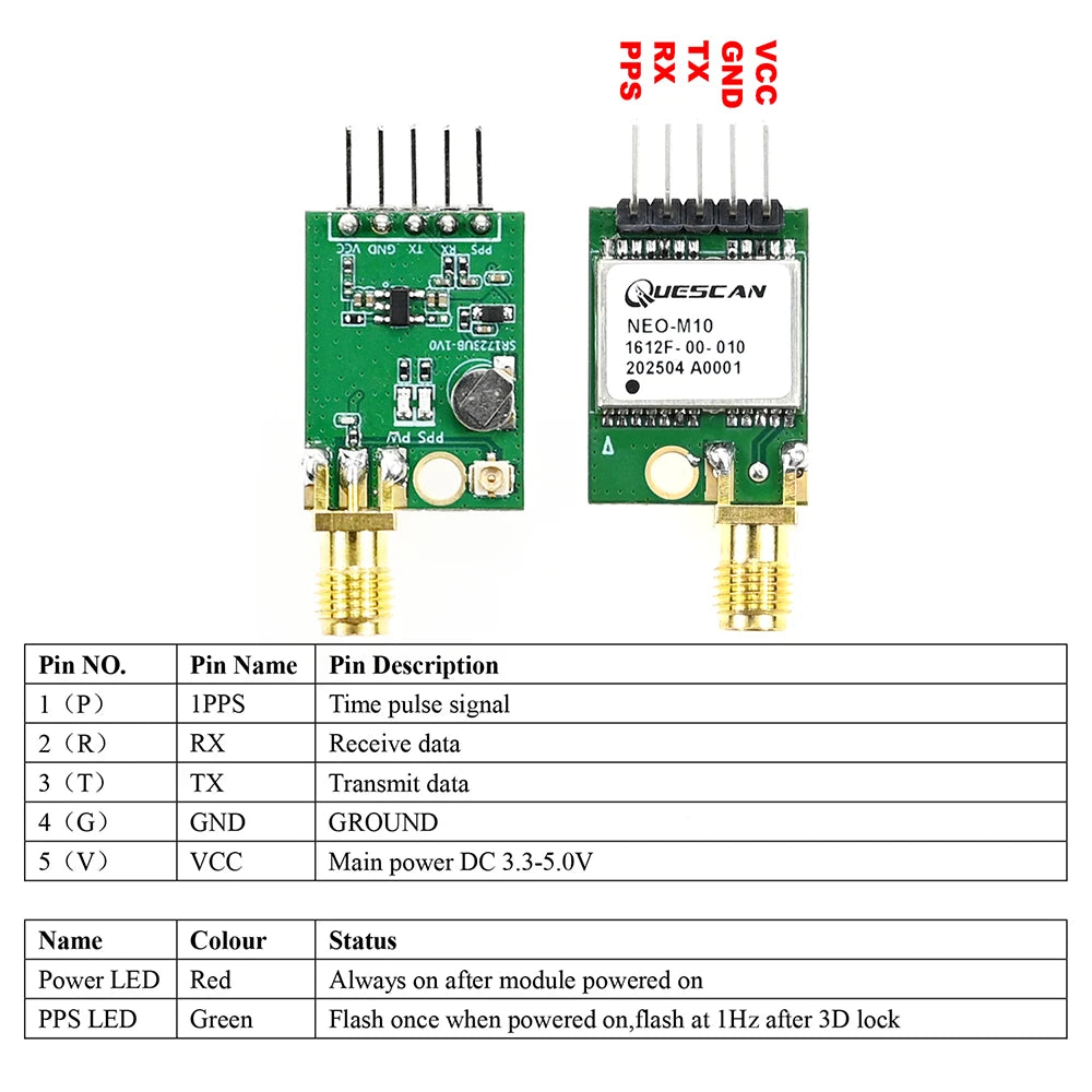 QUESCAN Ublox M10 M9 10Hz GPS Module GNSS Galileo BeiDou GLONASS QZSS SBAS ESP32 Arduino STM32 NMEA GPS Receiver ublox10 ublox9