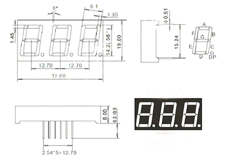 2pcs 0.56inch LED display 7 Segment 1 Bit/2 Bit/3 Bit/4 Bit Digit Tube Red Common Cathode / Anode Digital 0.56 inch led 7segment