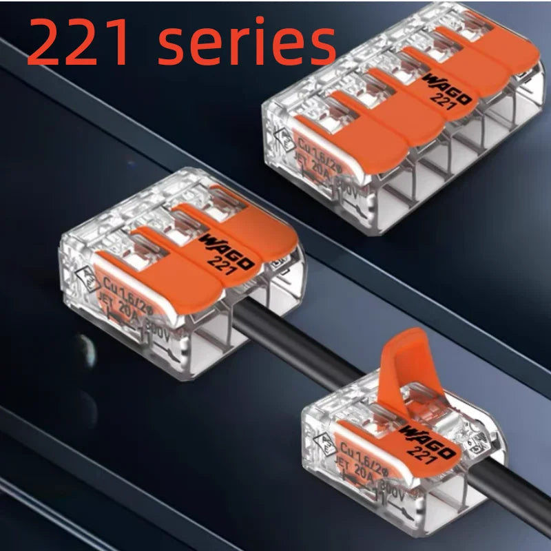 WAGO holes Lever wire connector 221-412 221-413 221-415 221-612 221-613 221-615 Quick Wiring terminal 0.14-4mm²/AWG24-12 2/3/5