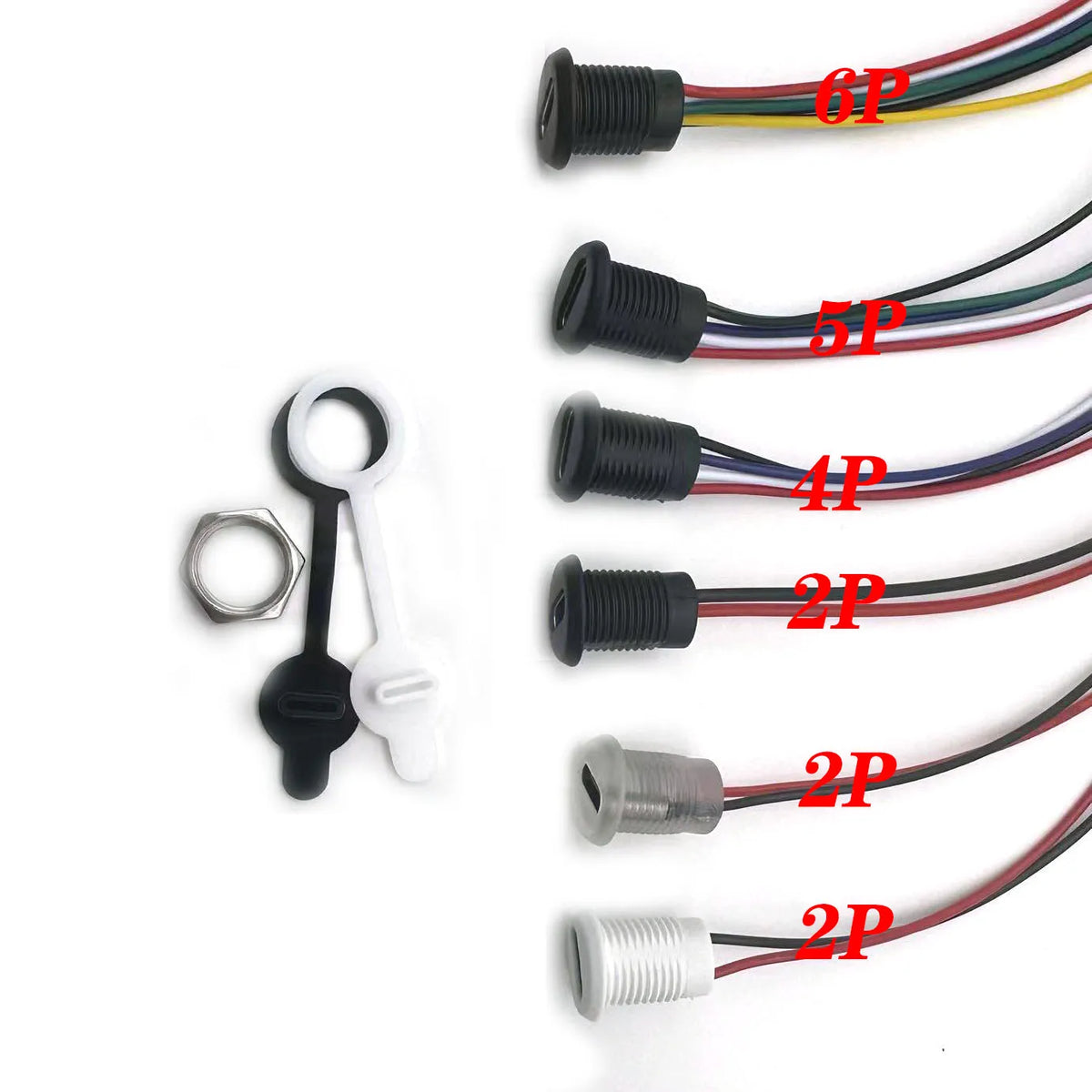 USB 2P/4P/5P/6P Connector Type-C Waterproof with PH 2.0 Nut Locking Plate Female Waterproof High Current Fast Charging Jack Port