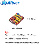 CNC Shield V3 GRBL Controller Kit for Arduino UNO with A4988 DRV8825 TMC2209 V2.0 Stepper Drivers and Limit Switches