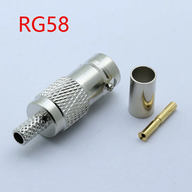 1pc RF Coaxial Connector BNC Female Jack Crimp Connector Straight for RG58 RG59 RG6 Cable Adapter CCTV Connector