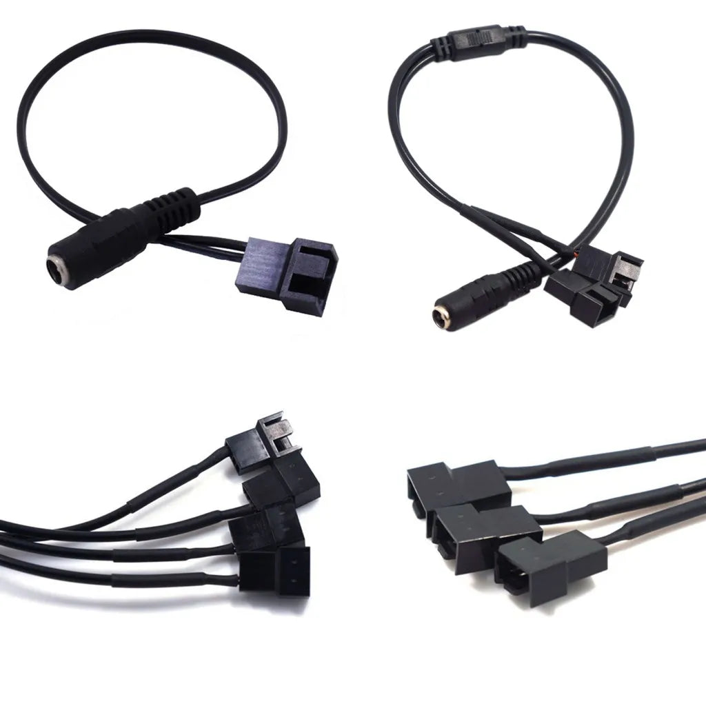 1pc 12V Adapter Converter Power Supply Cable PC Fan Cable 4pin IDE Molex To 1/2/3/4-Port 3Pin/4Pin Cooler Cooling Fan Splitter