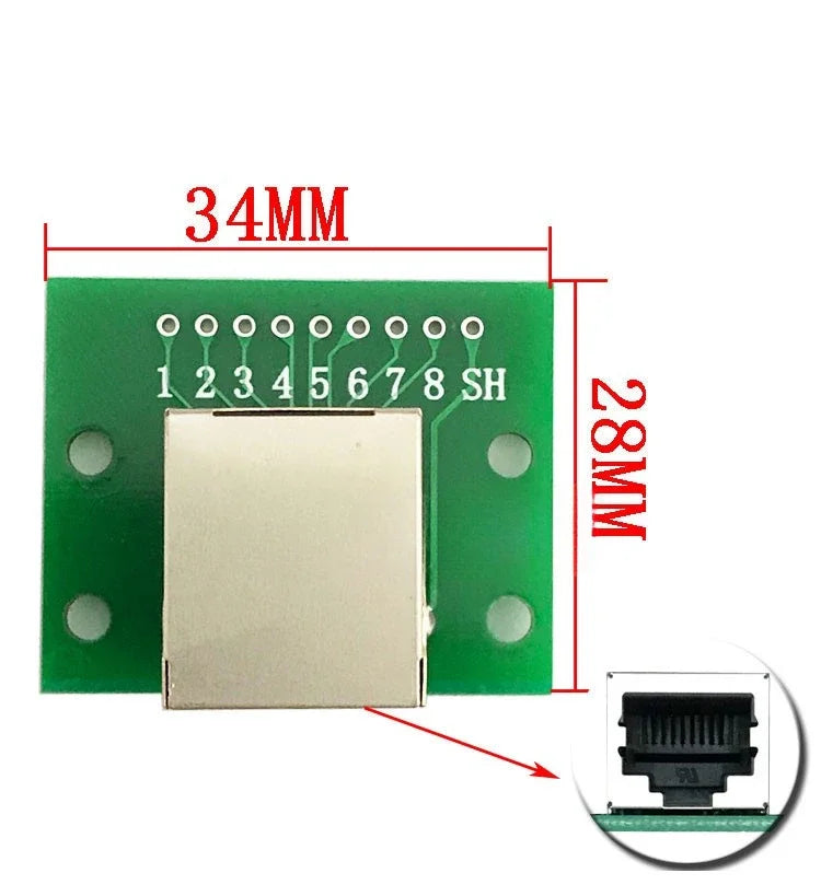 1Pcs RJ45 Adapter Board To XH2.54 Modular Ethernet Connector Adapter Network Interface + Breakout Board + Pin Header
