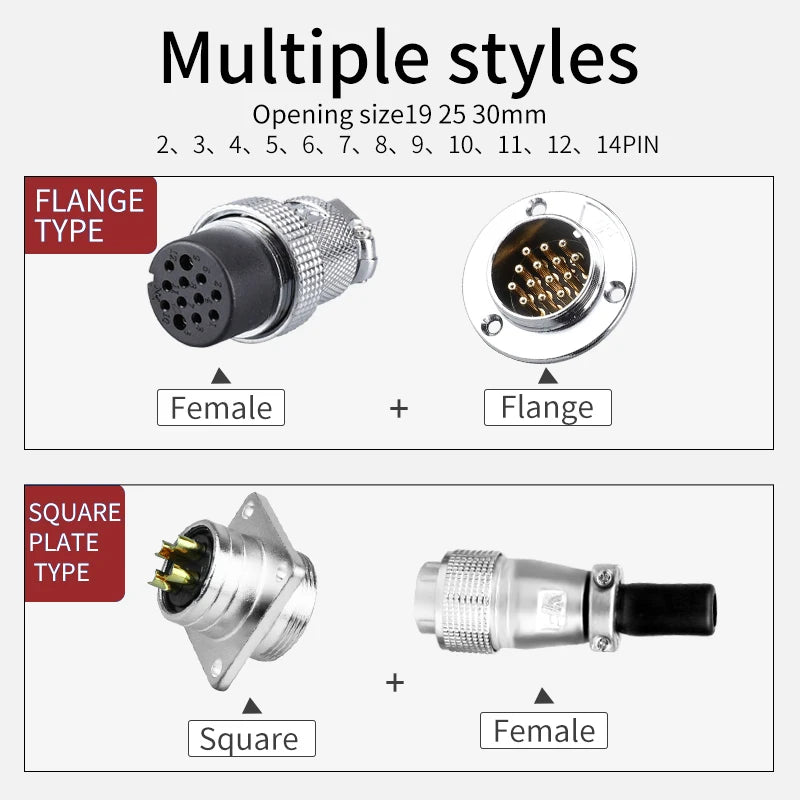 1 Set DF30 Aviation Female Plug & Male Socket GX30  2 3 4 5 6 7 8 10Core14 Pin Circular Flange Electric Wire Connector