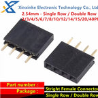 2.54mm 2/3/4/5/6/7/8/10/12/14/15/20/40P Pin Stright Female Single Row Double Row Pin Header Strip PCB Connector Header Socket