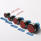 12/16/19/22MM black metal switch button self-locking latching reset power button start stop car motorcycle 6/12/24/220V on off