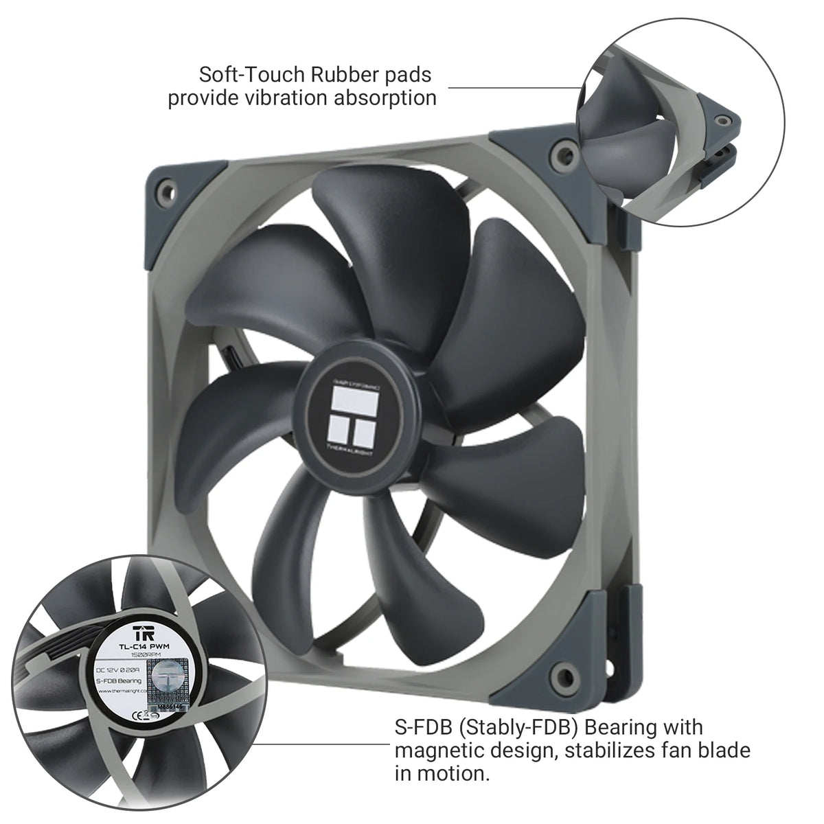 Thermalright 140mm Case Fan TL-C14/C14C/C14C-S/C14CW/C14CW-S CPU Cooling Fan ARGB 140mm Balance Fan Balance Performance Fan