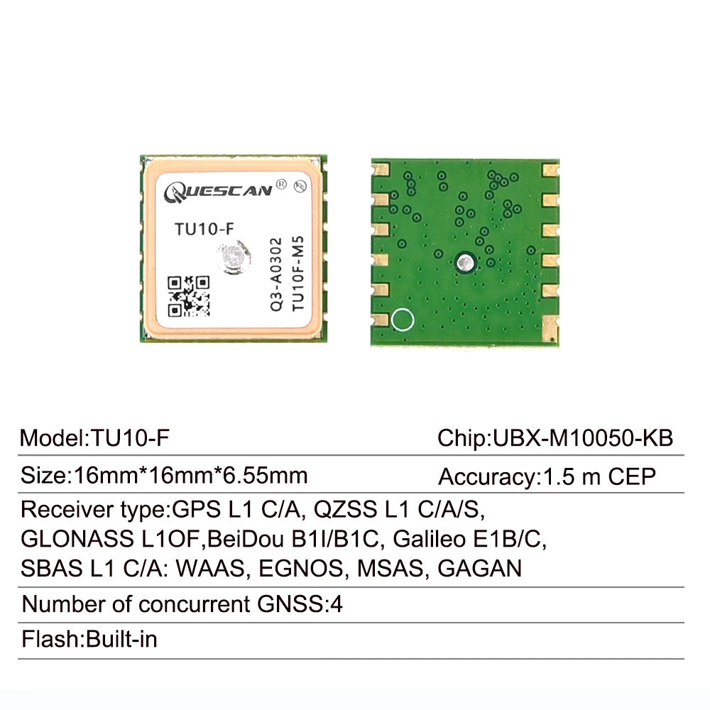 QUESCAN Ublox M10 M9 10Hz GPS Module GNSS Galileo BeiDou GLONASS QZSS SBAS ESP32 Arduino STM32 NMEA GPS Receiver ublox10 ublox9