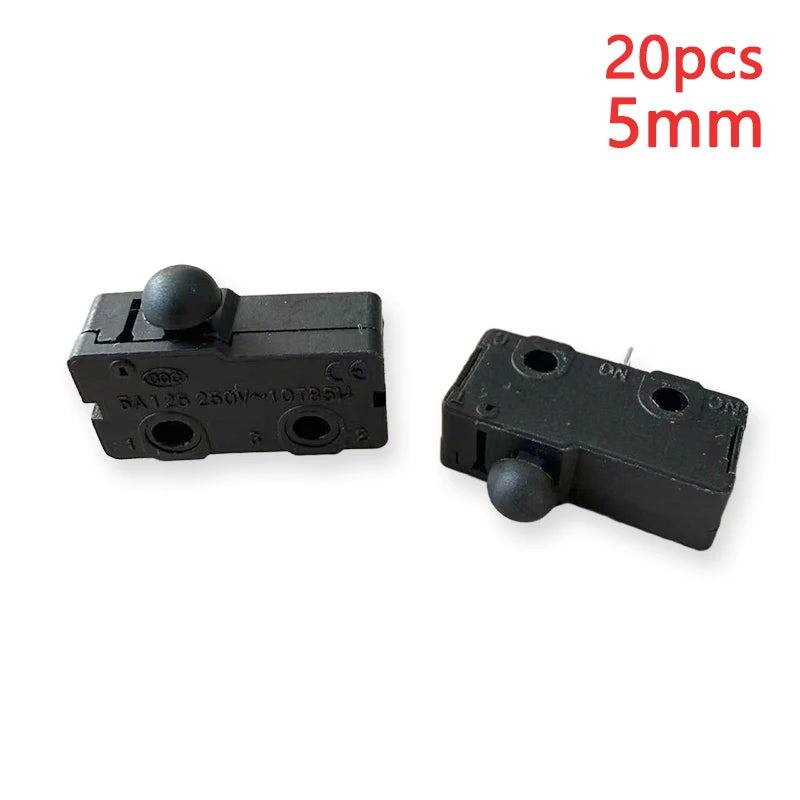 20PCS Micro Motion Mouse Switch Small Mushroom 5mm Handle Large Round 8.5mm Handle Normally Open Black 2Pin 20*11 Self Resetting