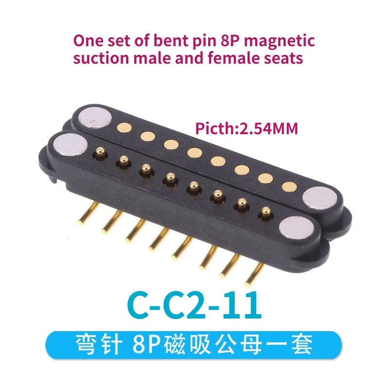 1/5 Set Waterproof DC Magnetic Pogo Pin Connector 2 3 4 5 6 7 8 9 Poles 2.54 MM Pogopin Male Female Contact Strip 90 Degree