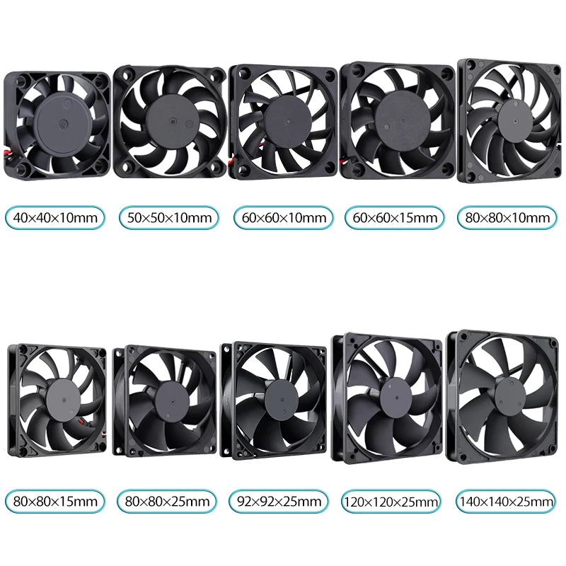 GDSTIME Dual 40mm 50mm 60mm 80mm 92mm 120mm 140mm DC 5V Powered USB Fans with 2 in 1 USB Cable for AV Receiver DVR Cooling