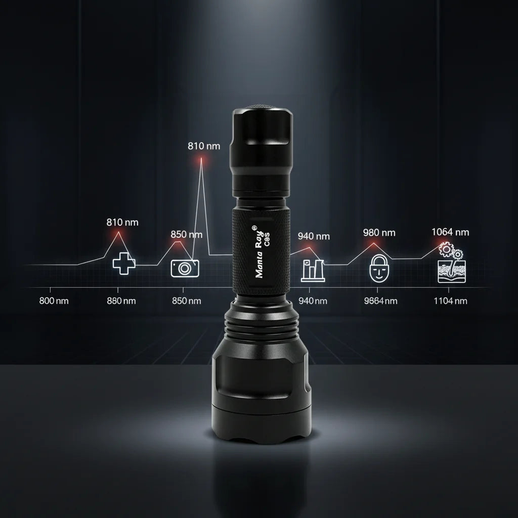 Zoom C8s Red Light 10w 810nm 850nm 940nm 980nm 1064nm Infrared LED Flashlight night Vision IR Therapy Torch for Hunting/Medical