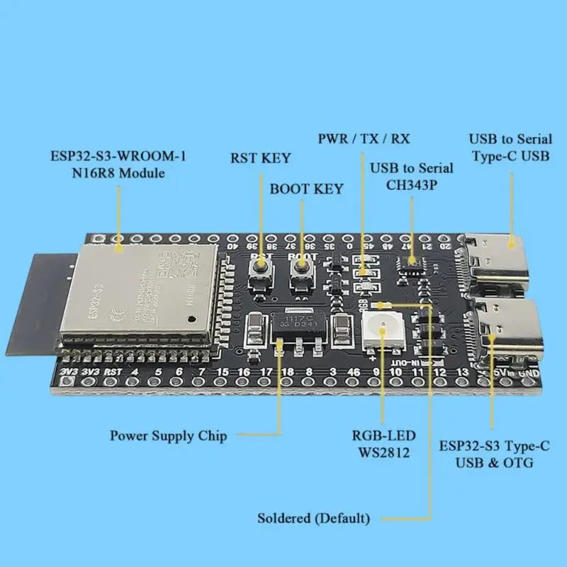 ESP32 S3 Dual Core Development Board 2.4G WiFi Bluetooth Support for Electronics Hobbyists DIY Innovation Projects