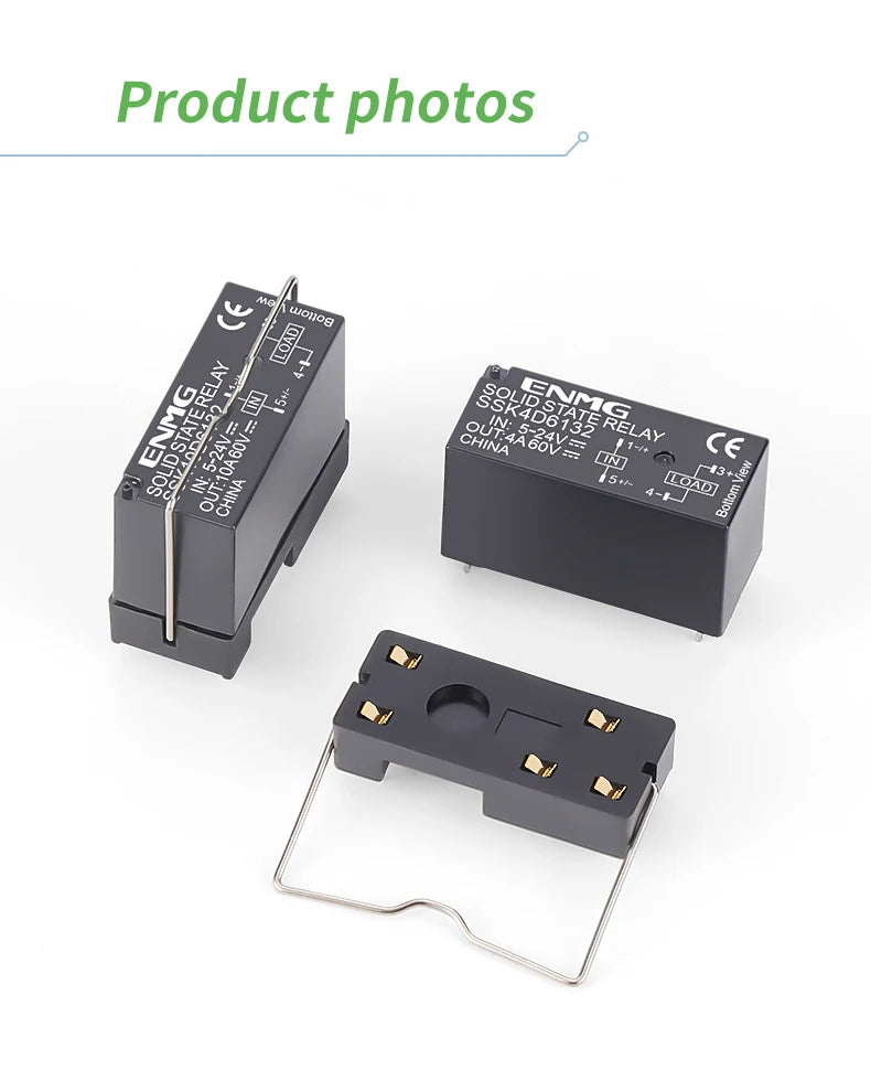 ENMG PCB Mount Solid State Relay, SSK10D6132 Miniature Pin-Type DC Control DC/AC 24V Printed Circuit Board Mount Plug-in Type.