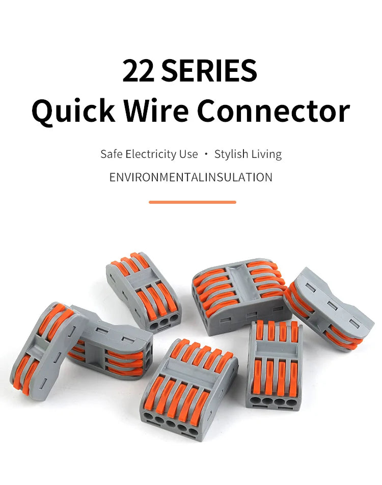 5PCS Quick Wire Cable Connectors Compact Push-in Conductor Terminal Block 2/3/4/5 Pin Electrical Wiring Connection With Lever