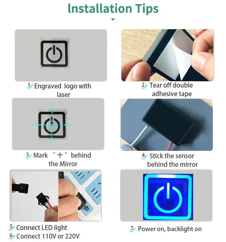 AC 110V-220V High Quality 12V 1A Bathroom Mirror Switch Touch Sensor For Led Light Mirror Headlight Bathroom Capacitance Sensor