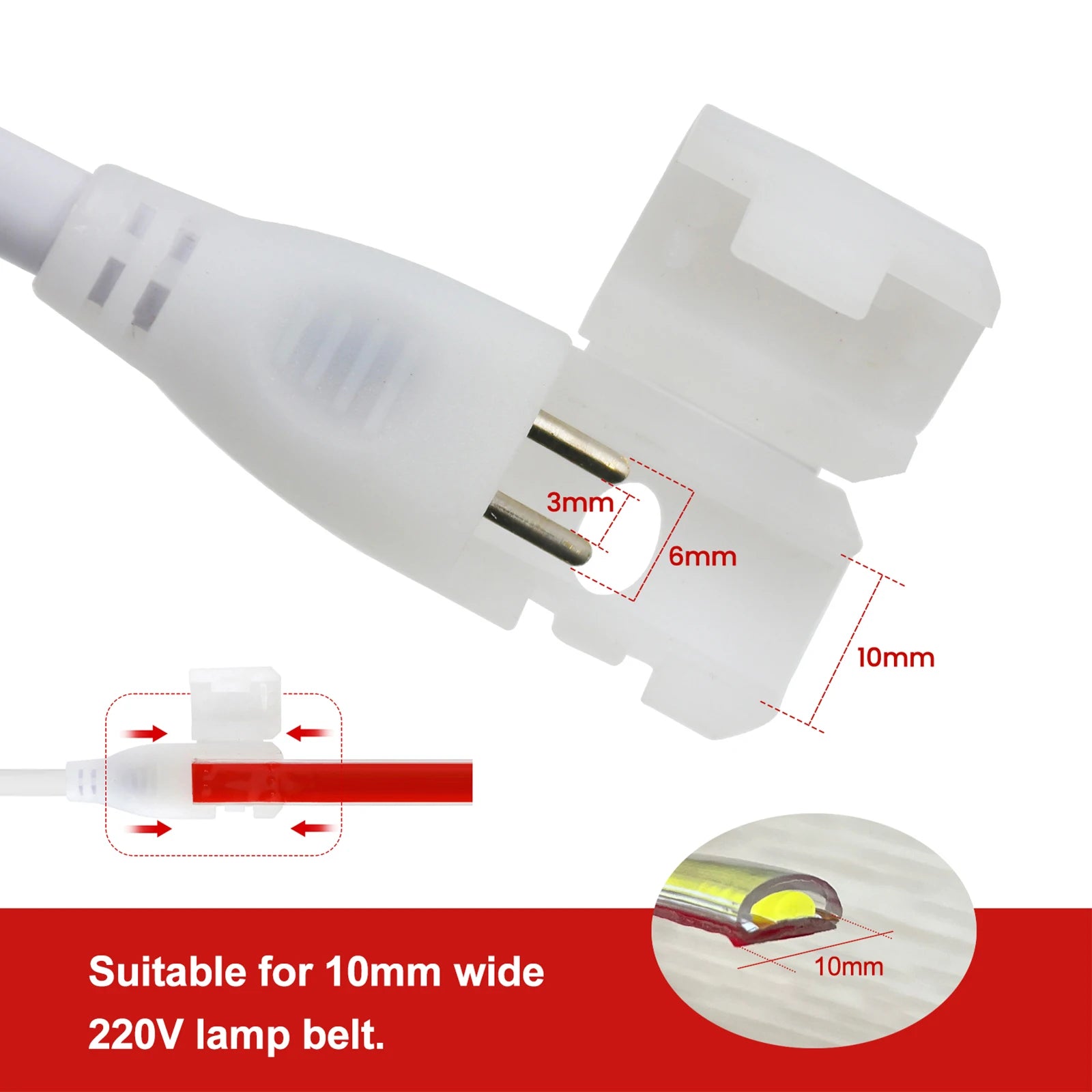 220V Self-adhesive LED Strip 10cm Cuttable Waterproof COB LED Strip No Need Driver Flexible Tape for Kitchen Home Garden Decor