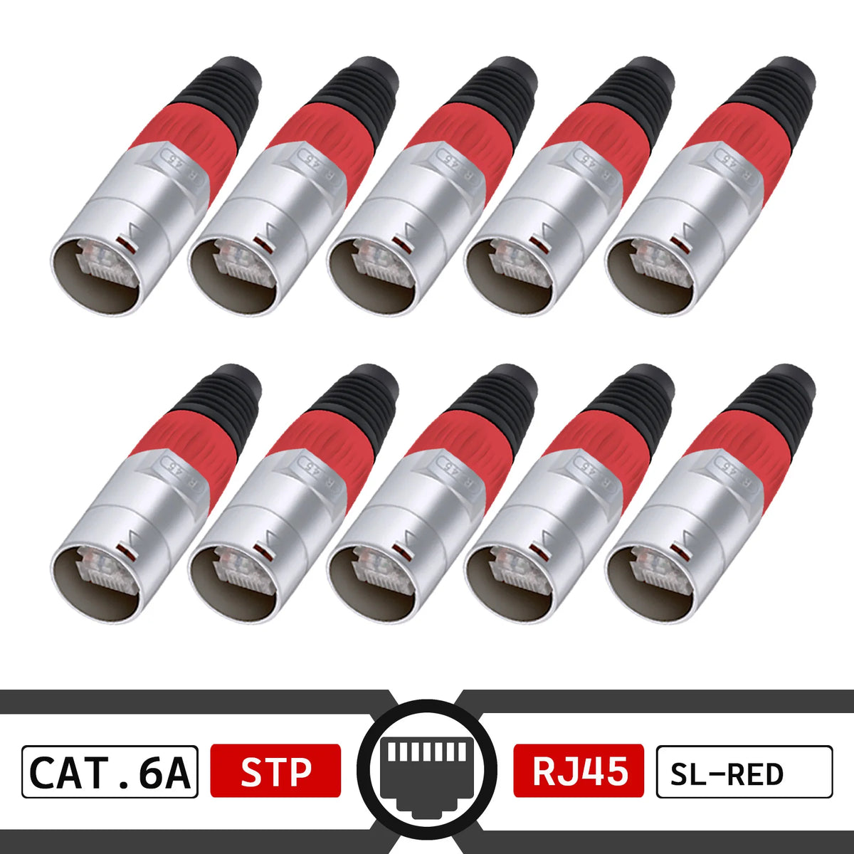 10pcs STP RJ45 8P8C CAT.6A Crystal Jack+10pcs Waterproof RJ45 Male Plug LAN Network Ethernet Ethercon Connector Wire Connectors