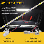 Super Bright HID White T10 LED Strip Light For Car Trunk Cargo Area or Interior Illumination White 6000K DIY W5W LED Lights Bar
