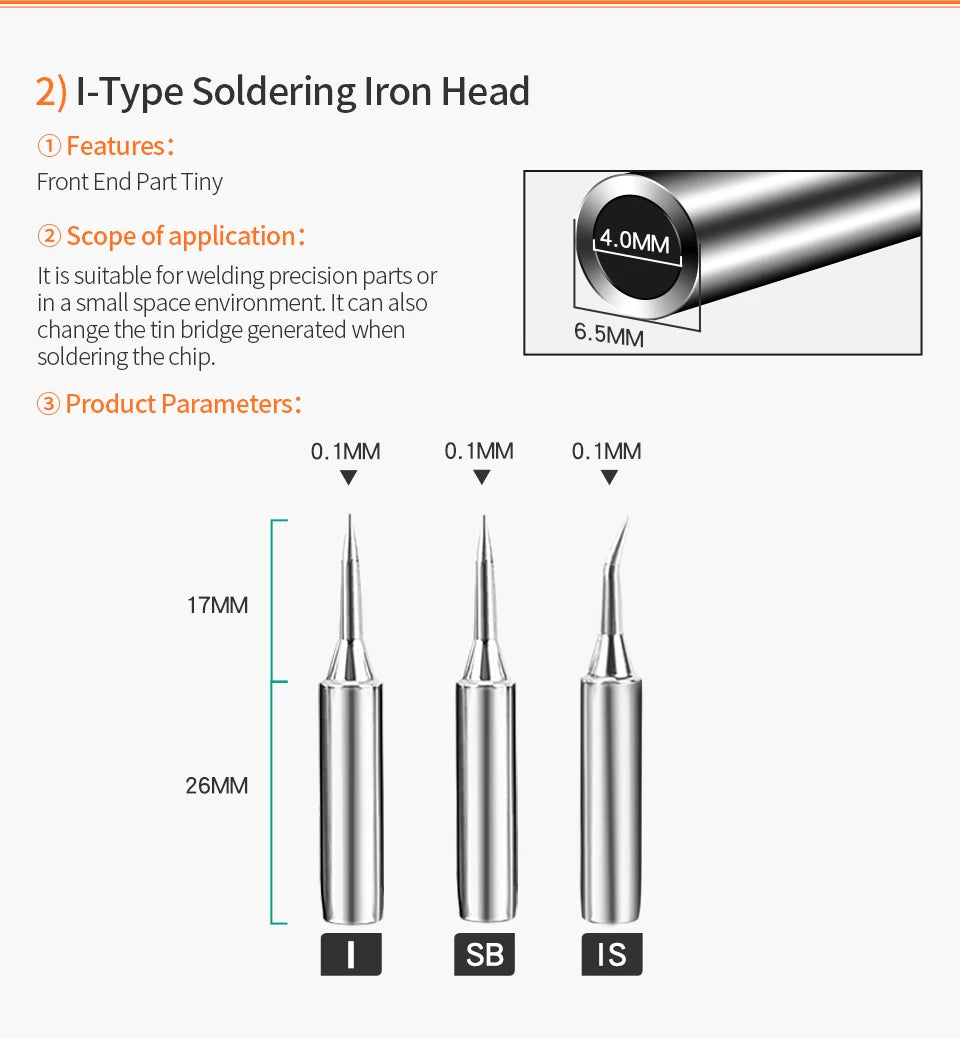 Handif 900M Soldering Iron Tips Lead-Free Pure Cooper Soldering Station Sting 900m Fit 936/937/938/969 Solder Station