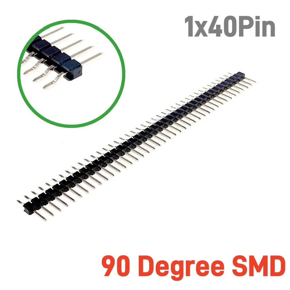 5 20 100 Pcs 2.54 MM Pitch Pin Header Male Dual Straight 90 180 Degree Single Row Right Angle SMD 1x40 Pin 2x40 Position
