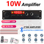 10W Bluetooth Amplifier Board MP3 Decoder Module Dual Channel DC 3.7-5V USB/TF/FM Car Audio Player with Recording Handsfree CalL