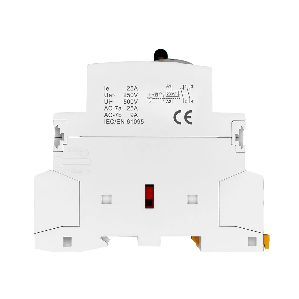 TOMZN TOCT1 2P 25A 220V/230V 50/60Hz Din Rail Household AC Modular Contactor With Manual Control Switch 2NO or 1NO 1NC or 2NC