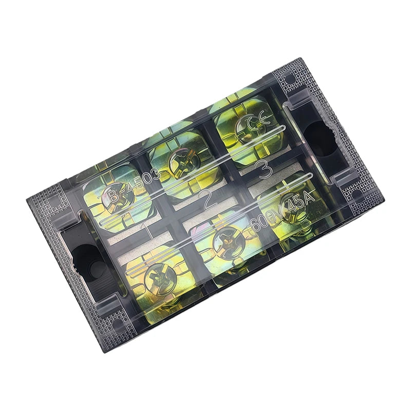 1Pcs TB4503 45A 600V Dual Row Barrier Screw Terminal Block Strip Wire Connector Insulated DIY Electrical Fix Fence High Quality