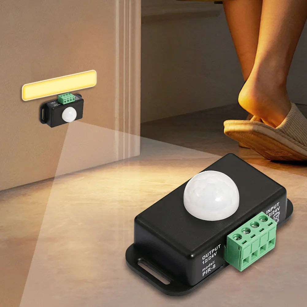 DC 12V 24V 6A PIR Motion Sensor Switch Automatic Adjust IR Infrared Detector Light Switch Module for LED Strip Light Lamp