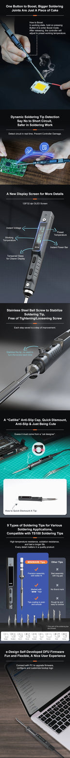 Original TS101 Electric Soldering Iron Adjustable Temperature USB Portable Digital Welding Station 65W Mini TS100 Upgraded