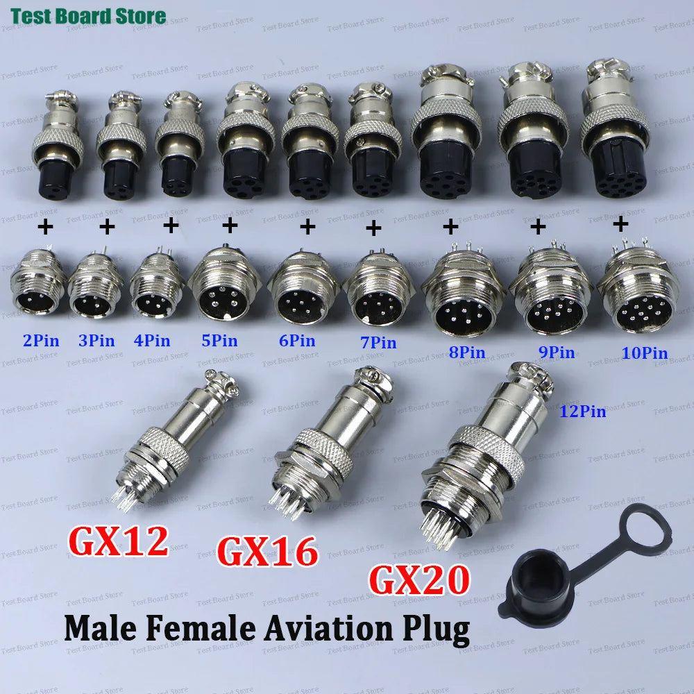 5 Sets/lot GX12 GX16 GX20 2P 3P 4P 5P 6 7P 8P 9 10 12 Pin Male Female Docking Aviation Plug Socket Waterproof Circular Connector