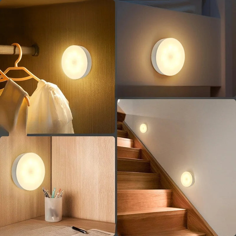 LED Smart Human Body Sensor Night Lamp Emergency Automatic Lighting USB Charging Wireless Magentic Suction Use Night Light
