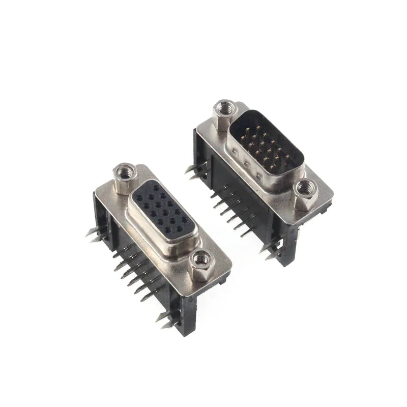 5/10PCS DR15 Female/Male Right Angle Welded D-Sub 15 Pin Connector RS232 Connector 90 Degree Bent Needle DB15