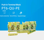 PT6-QU-PE Earthing Terminal Block on Din Rail Ground Electrical 6mm Yellow/Green Wires Connector PT 6-Quattro-PE