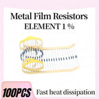 100pcs 1/4W Resistance 0.1R~2.2M 1% Metal Film Resistor Series 0.25W 1R 10R 47R 100R 220R 470R 1K 2.2K 10K 22K 100K 220K 1M ohm
