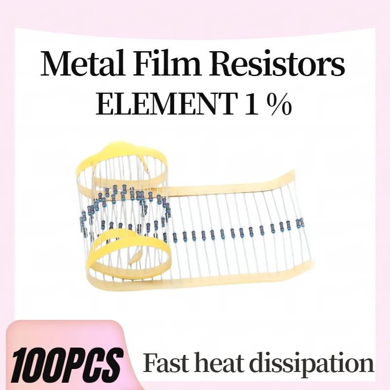 100pcs 1/4W Resistance 0.1R~2.2M 1% Metal Film Resistor Series 0.25W 1R 10R 47R 100R 220R 470R 1K 2.2K 10K 22K 100K 220K 1M ohm