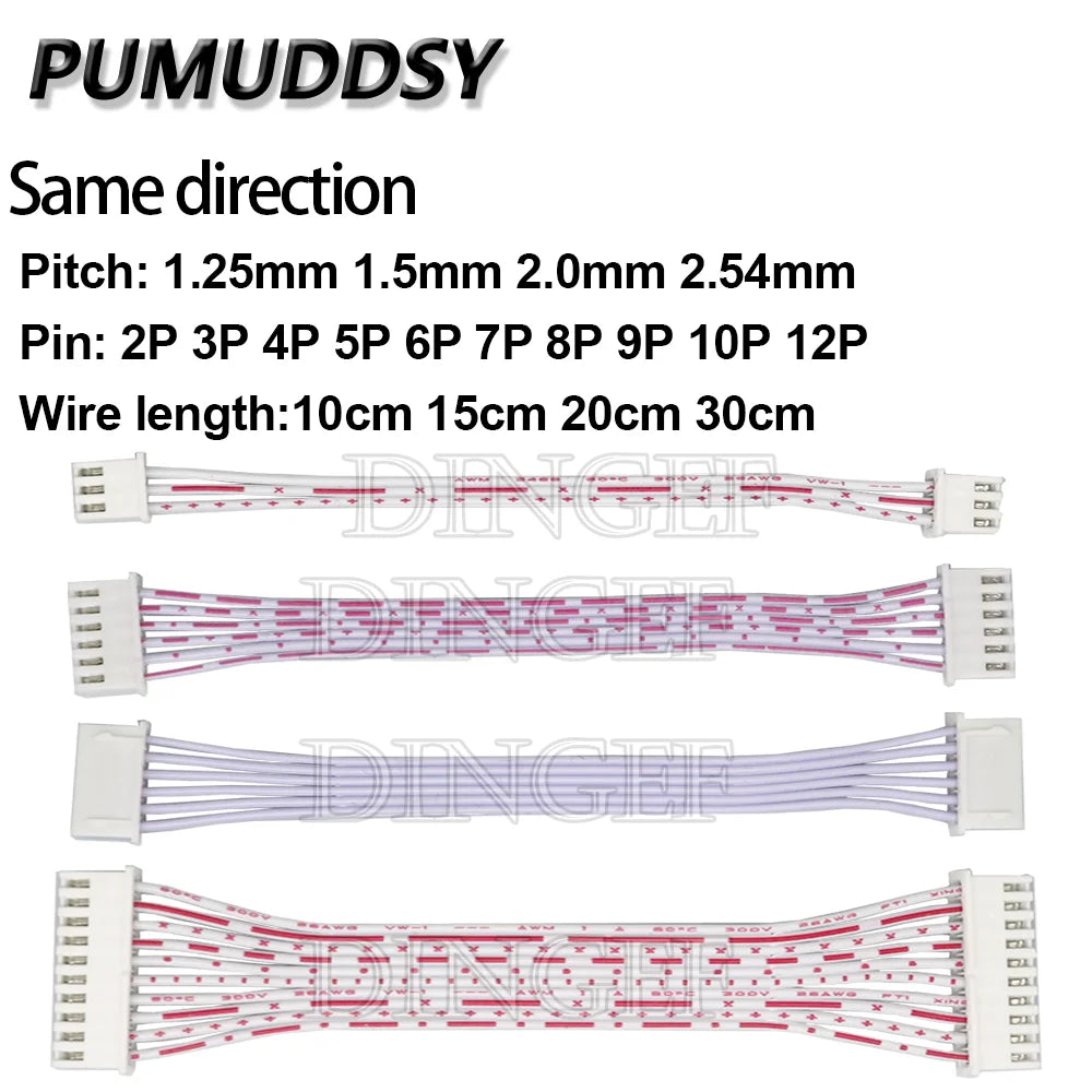 5PCS XH2.54 2.54mm 3P 4P 5P 6P 1.25MM 1.5MM 2.0MM  2p ~ 12p Same direction Female Terminal Cable JST Wire Connector Double Head