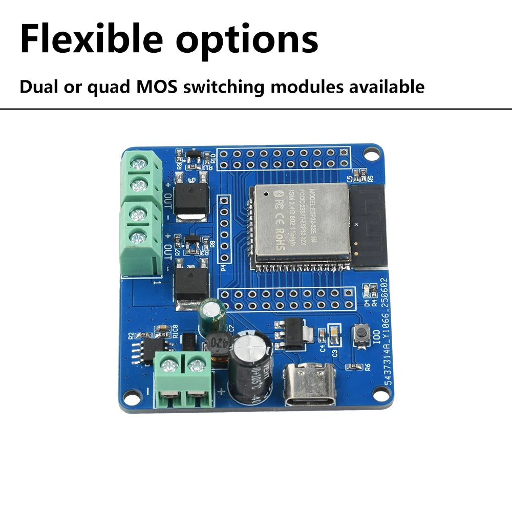 DC 5-60V 2/4 Way Mos Switch Module On-Board Esp32-32E Module Wifi Bluetooth ESP Development Board Type C