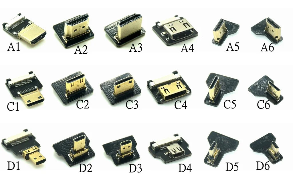 Ribbon FPV HDMI-Compatible Connector Flexible Flat Cable Raspberry Pi 4 Micro HDMI To HDMI Mini HDMI Female 90 Degree FFC 20pin