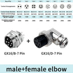 5/10 Sets GX16 2/3/4/5/6/7/8/9 Pin Aviation Connector Male Female 90 Degree Right Angle M16 Circular Cable Plug Socket