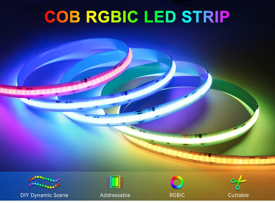 1M 2M 3M 4M 5M COB 24V RGBIC Led Strip 720Leds/M Wifi Bluetooth Infrared Remote Control Flexible Led Tape Lamp Room Decoration