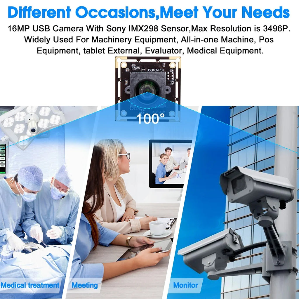 ELP 16MP Mini Webcam IMX298 Color Sensor HD USB Camera Module 4656x3496 Embedded Camera for PC Laptop Computer