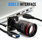 Global Shutter USB3.0 Camera 2.3MP 120FPS Plug And Play M12 Varifocal Lens 10X Zoom Video Camera for Machine Vision Live Stream