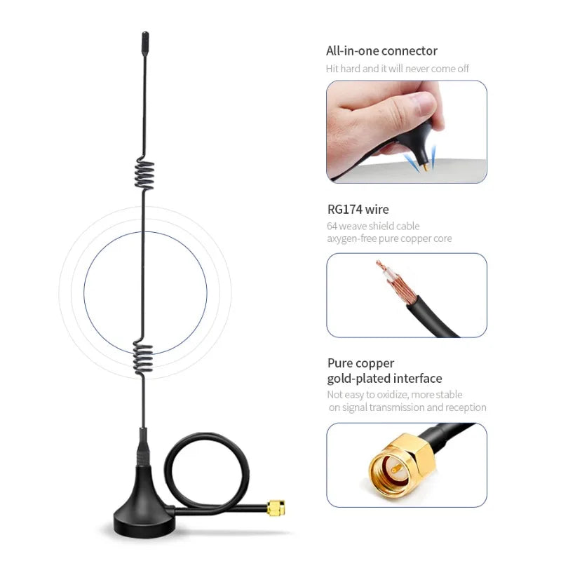 2PCS 2.4GHz 5.8GHz Dual Band WIFI Antenna 7dBi Magnetic Base RP SMA Male  with 3M Extension Cable GR174 for Wifi Router Modem