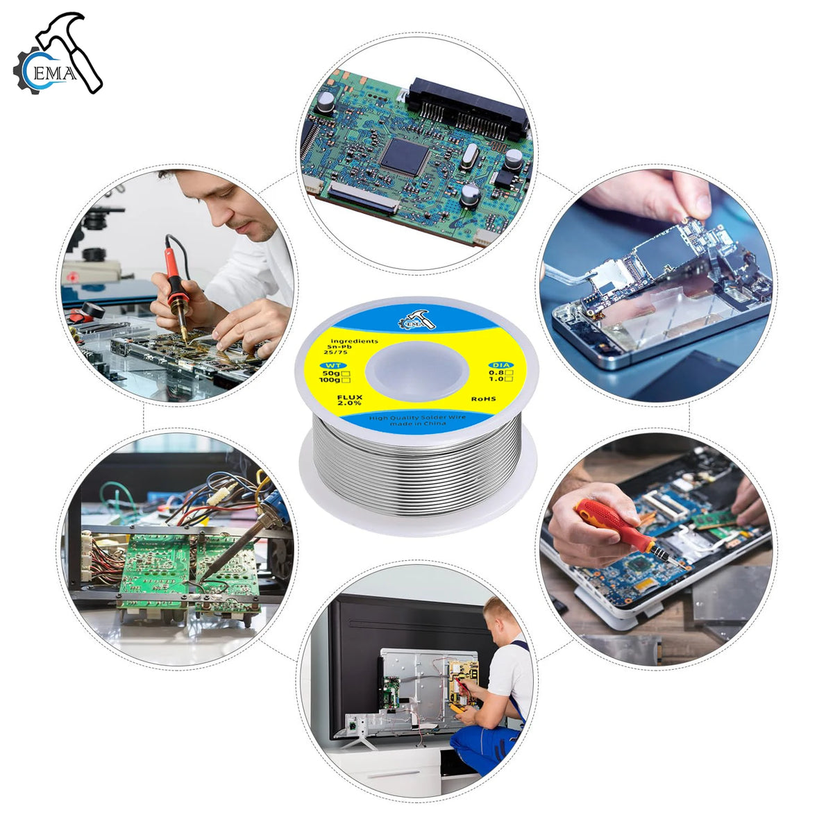 500G/100G/50G CF-25 Solder Wire Tin 0.8/1.0mm Roll Clean Rosin Welding Core Soldering Wire Flux Reel Tube