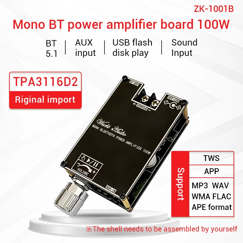 100W Bluetooth 5.1 TPA3116D2 Mono Bt Audio Power Amplifier Module AMP Amplificador Home Theater With TWS Mode 1001B